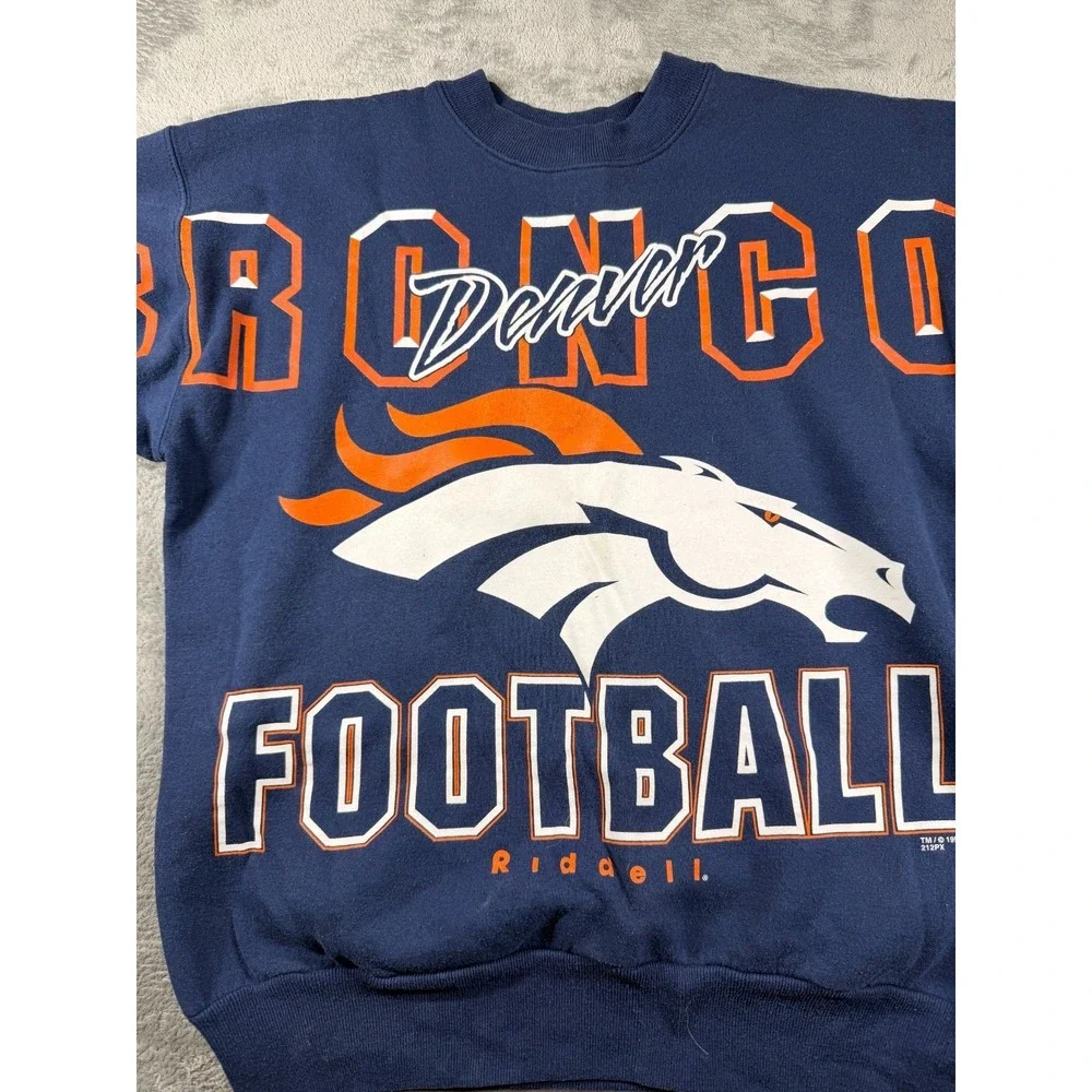 Vtg 1998 Denver Broncos Football Sweatshirt Navy NFL Crewneck Mens M